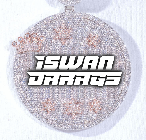 CUSTOM LETTER NECKLACE 3D BIG CROWN DISC