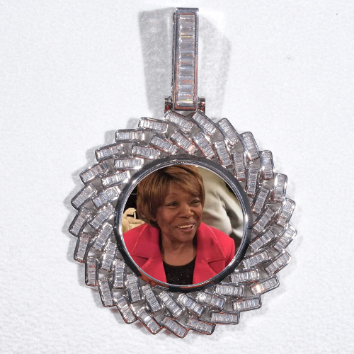 Large 3D Baguette Custom Picture Pendant