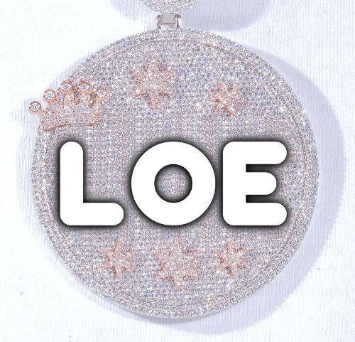 CUSTOM LETTER NECKLACE 3D BIG CROWN DISC