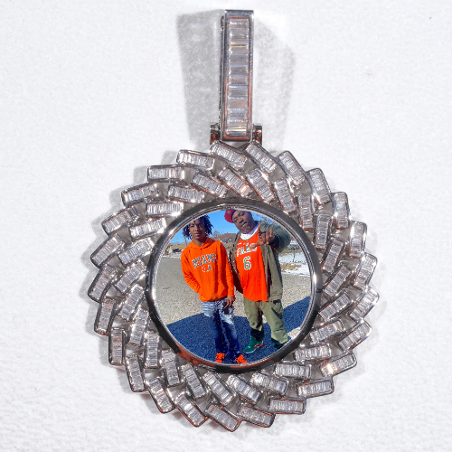 Large 3D Baguette Custom Picture Pendant