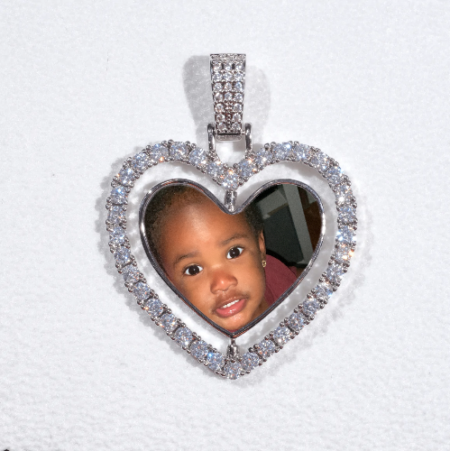 3D Spinning 2-Faced Heart Custom Picture Pendant