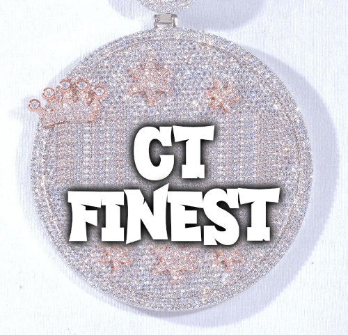 CUSTOM LETTER NECKLACE 3D BIG CROWN DISC