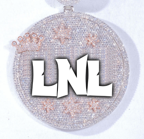 CUSTOM LETTER NECKLACE 3D BIG CROWN DISC