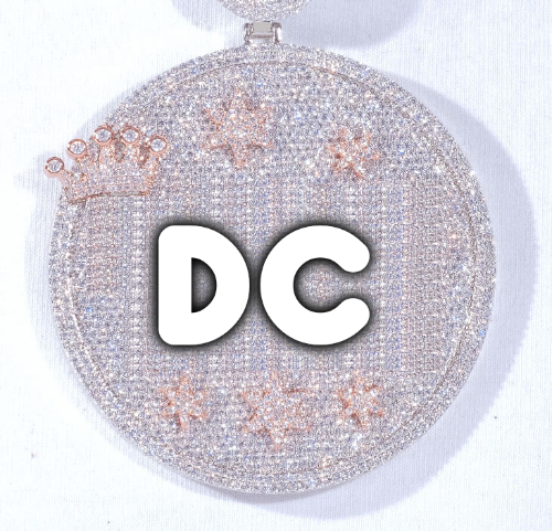 CUSTOM LETTER NECKLACE 3D BIG CROWN DISC