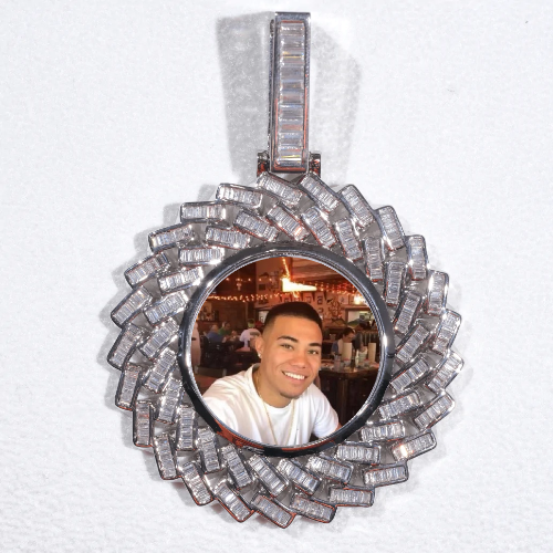Large 3D Baguette Custom Picture Pendant