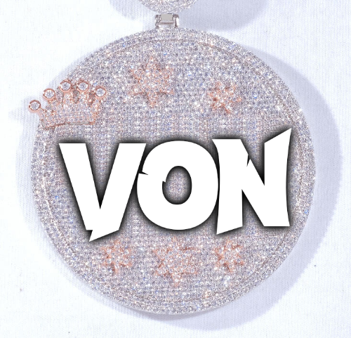 CUSTOM LETTER NECKLACE 3D BIG CROWN DISC