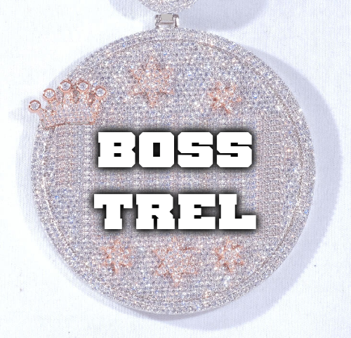 CUSTOM LETTER NECKLACE 3D BIG CROWN DISC