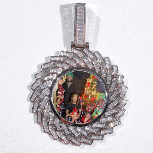 Large 3D Baguette Custom Picture Pendant