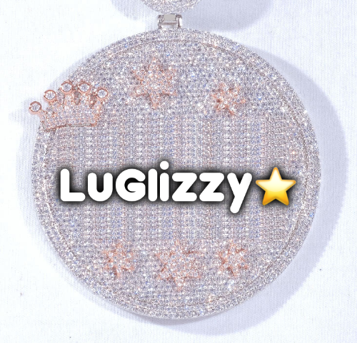 CUSTOM LETTER NECKLACE 3D BIG CROWN DISC