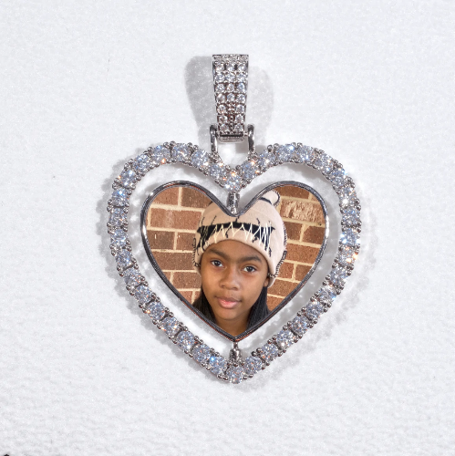 3D Spinning 2-Faced Heart Custom Picture Pendant