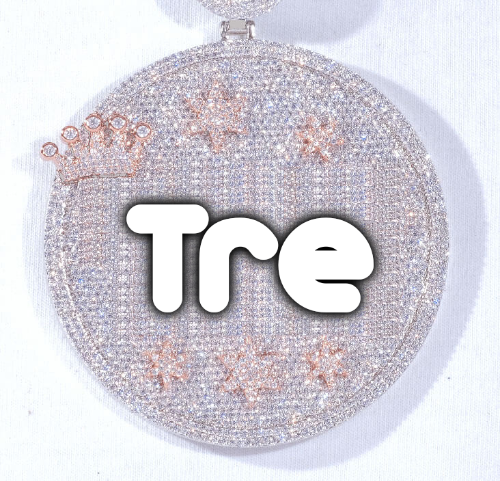 CUSTOM LETTER NECKLACE 3D BIG CROWN DISC