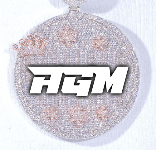 CUSTOM LETTER NECKLACE 3D BIG CROWN DISC