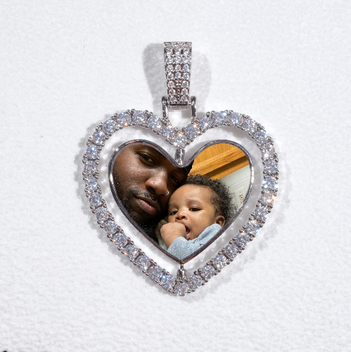 3D Spinning 2-Faced Heart Custom Picture Pendant
