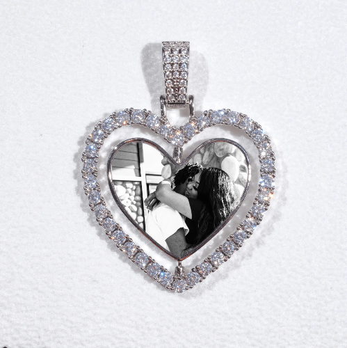 3D Spinning 2-Faced Heart Custom Picture Pendant