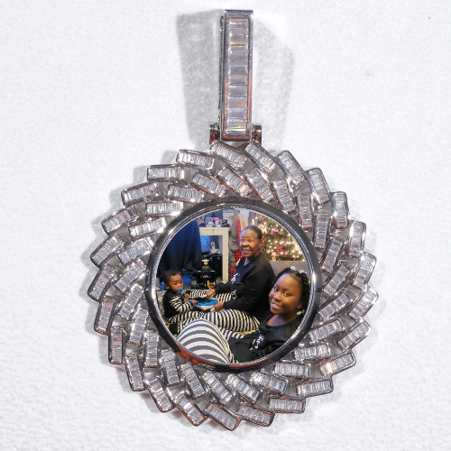 Large 3D Baguette Custom Picture Pendant