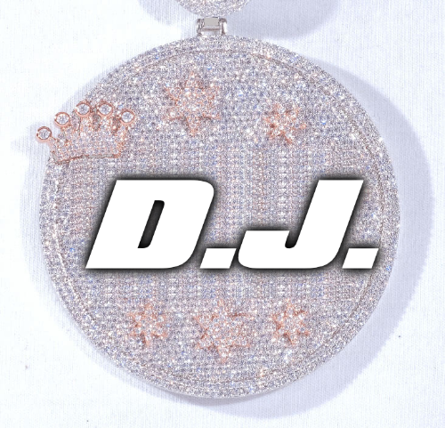 CUSTOM LETTER NECKLACE 3D BIG CROWN DISC