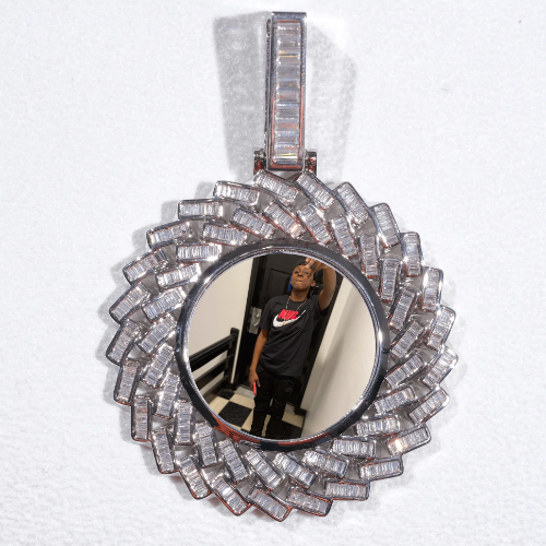 Large 3D Baguette Custom Picture Pendant