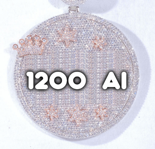 CUSTOM LETTER NECKLACE 3D BIG CROWN DISC