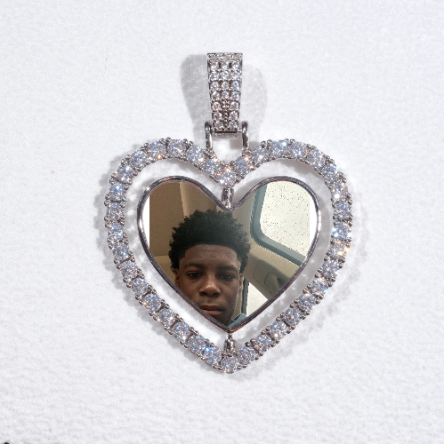 3D Spinning 2-Faced Heart Custom Picture Pendant