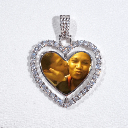 3D Spinning 2-Faced Heart Custom Picture Pendant