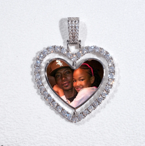 3D Spinning 2-Faced Heart Custom Picture Pendant