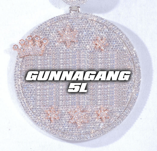 CUSTOM LETTER NECKLACE 3D BIG CROWN DISC