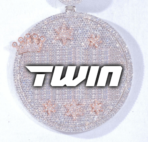 CUSTOM LETTER NECKLACE 3D BIG CROWN DISC