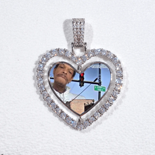 3D Spinning 2-Faced Heart Custom Picture Pendant