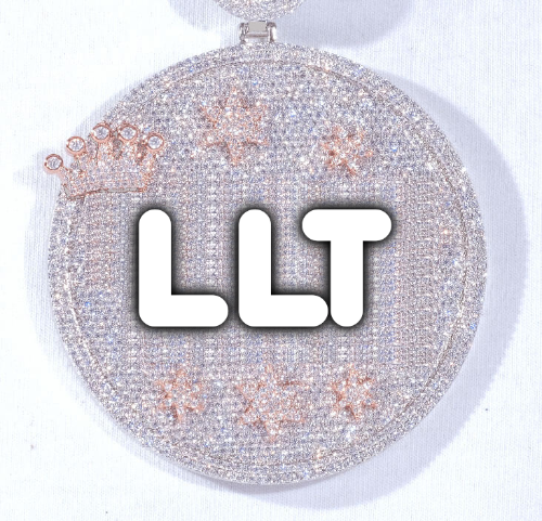 CUSTOM LETTER NECKLACE 3D BIG CROWN DISC
