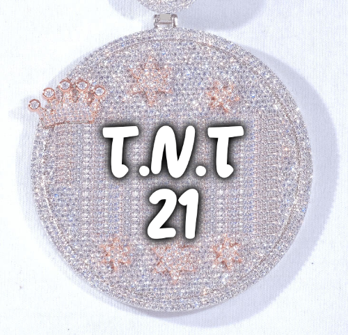CUSTOM LETTER NECKLACE 3D BIG CROWN DISC