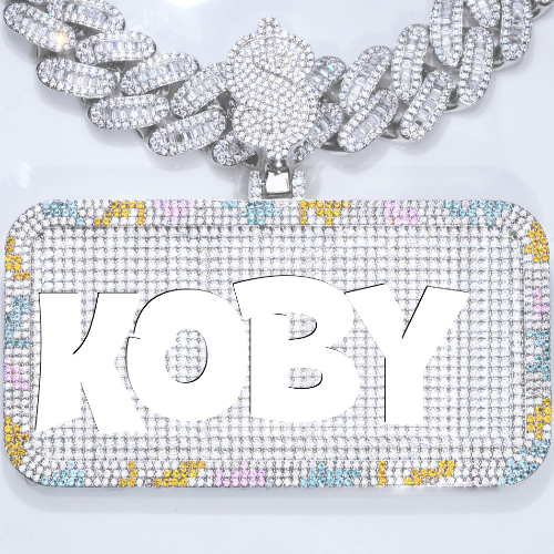 CUSTOM LETTER NECKLACE 3D COLORFUL SQUARE