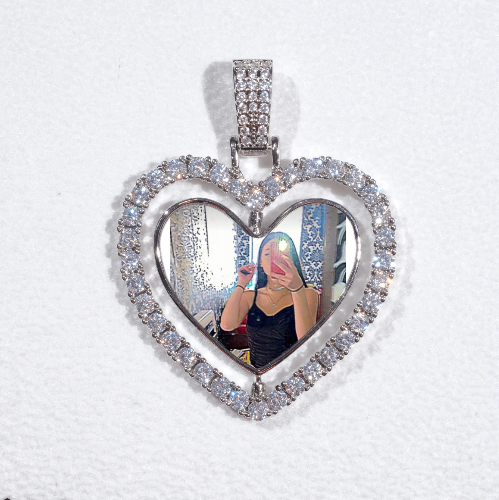 3D Spinning 2-Faced Heart Custom Picture Pendant