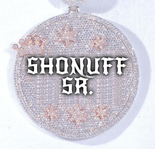 CUSTOM LETTER NECKLACE 3D BIG CROWN DISC