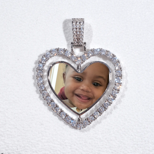 3D Spinning 2-Faced Heart Custom Picture Pendant