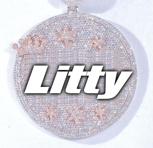 CUSTOM LETTER NECKLACE 3D BIG CROWN DISC