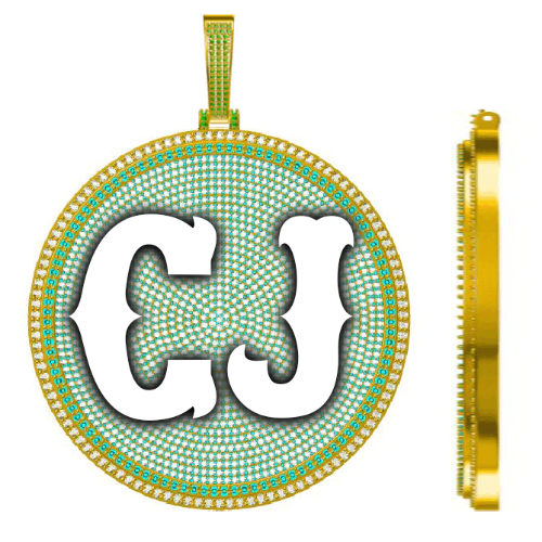 CUSTOM LETTER NECKLACE 3D BIG DISC