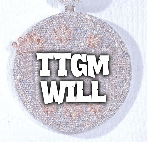 CUSTOM LETTER NECKLACE 3D BIG CROWN DISC