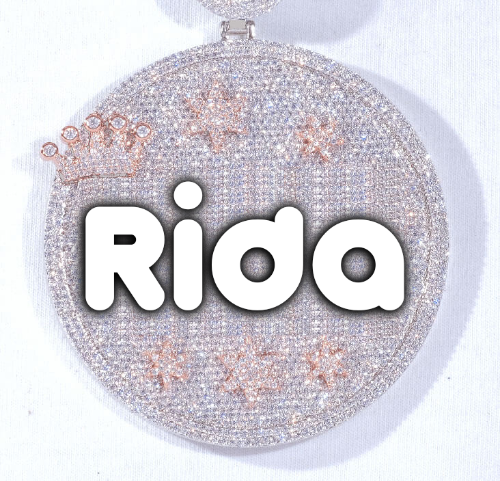 CUSTOM LETTER NECKLACE 3D BIG CROWN DISC