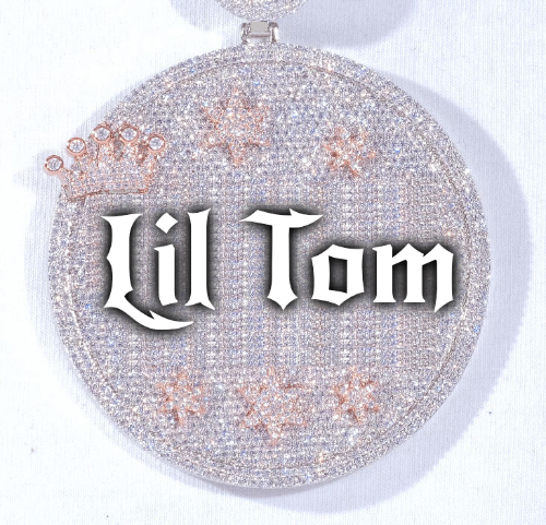 CUSTOM LETTER NECKLACE 3D BIG CROWN DISC