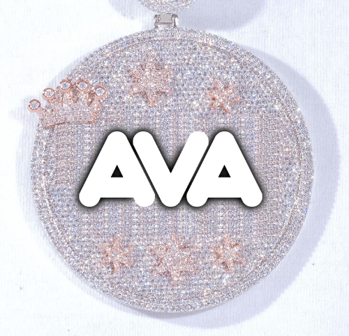 CUSTOM LETTER NECKLACE 3D BIG CROWN DISC