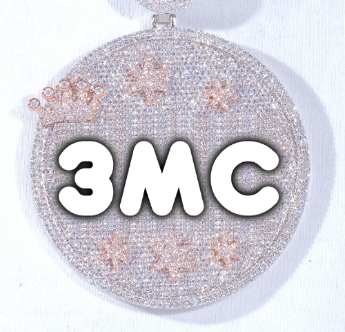 CUSTOM LETTER NECKLACE 3D BIG CROWN DISC