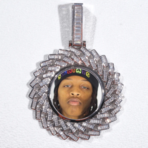 Large 3D Baguette Custom Picture Pendant