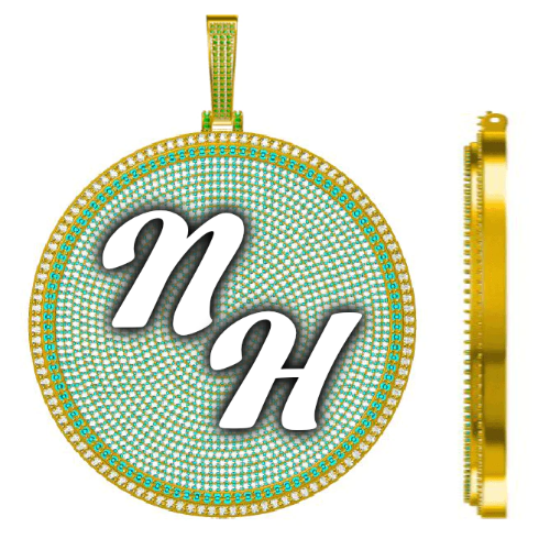 CUSTOM LETTER NECKLACE 3D BIG DISC