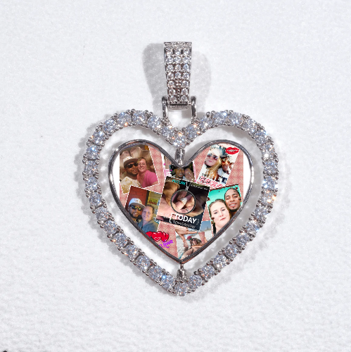 3D Spinning 2-Faced Heart Custom Picture Pendant