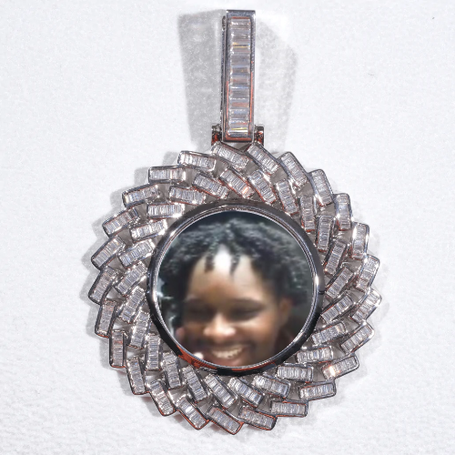 Large 3D Baguette Custom Picture Pendant