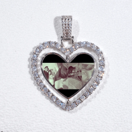 3D Spinning 2-Faced Heart Custom Picture Pendant