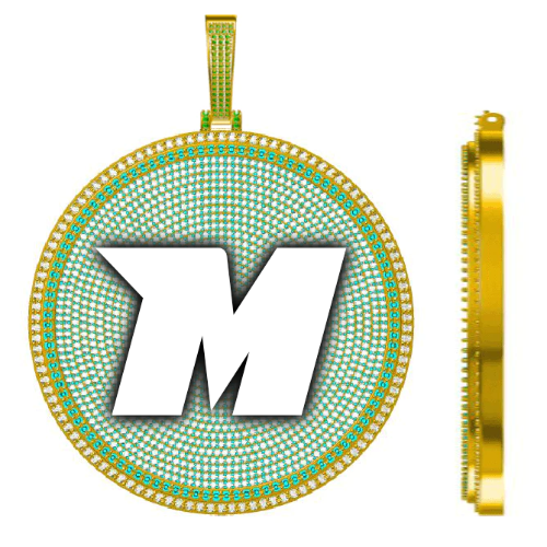 CUSTOM LETTER NECKLACE 3D BIG DISC