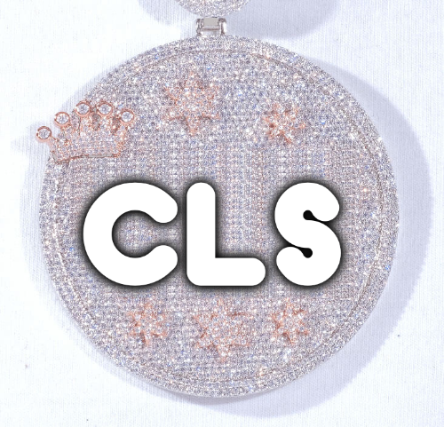 CUSTOM LETTER NECKLACE 3D BIG CROWN DISC