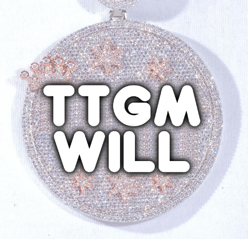 CUSTOM LETTER NECKLACE 3D BIG CROWN DISC