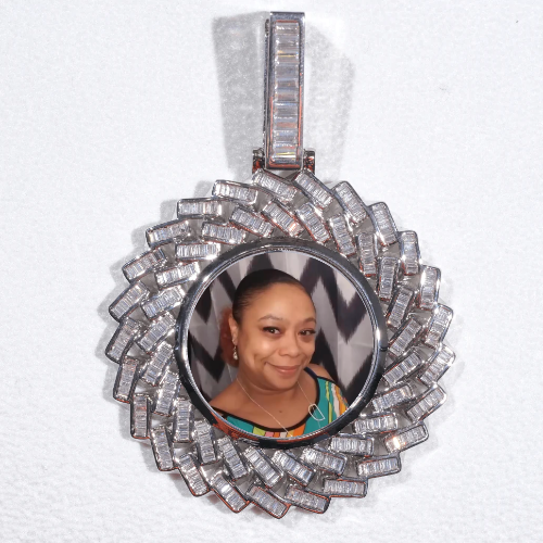 Large 3D Baguette Custom Picture Pendant